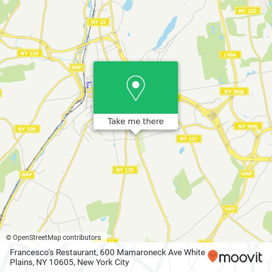 Mapa de Francesco's Restaurant, 600 Mamaroneck Ave White Plains, NY 10605