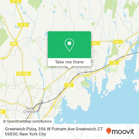 Mapa de Greenwich Pizza, 356 W Putnam Ave Greenwich, CT 06830