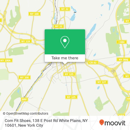 Mapa de Com Fit Shoes, 138 E Post Rd White Plains, NY 10601