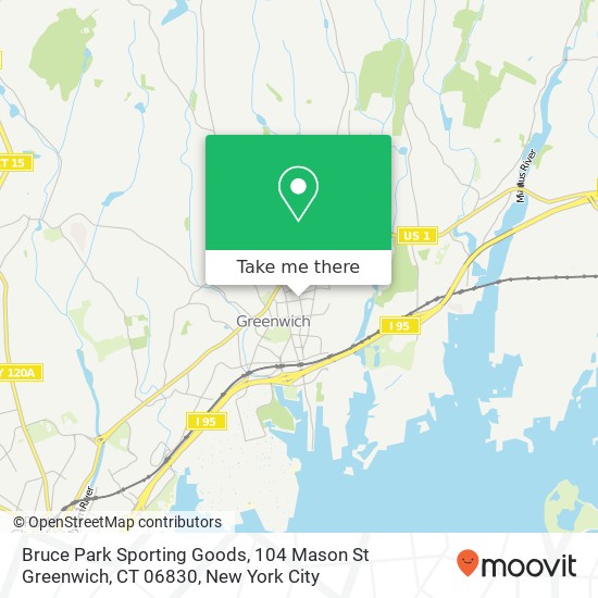 Mapa de Bruce Park Sporting Goods, 104 Mason St Greenwich, CT 06830