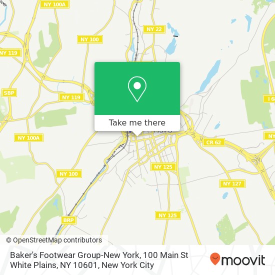 Mapa de Baker's Footwear Group-New York, 100 Main St White Plains, NY 10601