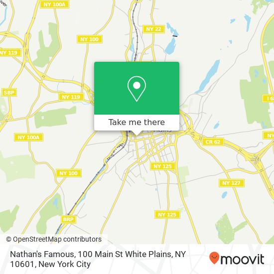 Mapa de Nathan's Famous, 100 Main St White Plains, NY 10601
