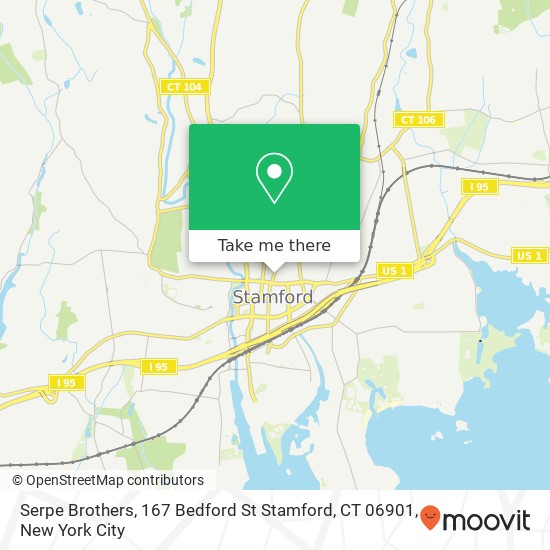 Mapa de Serpe Brothers, 167 Bedford St Stamford, CT 06901