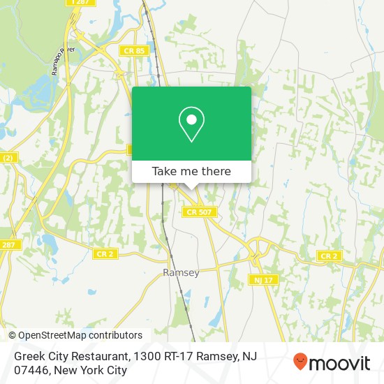Mapa de Greek City Restaurant, 1300 RT-17 Ramsey, NJ 07446