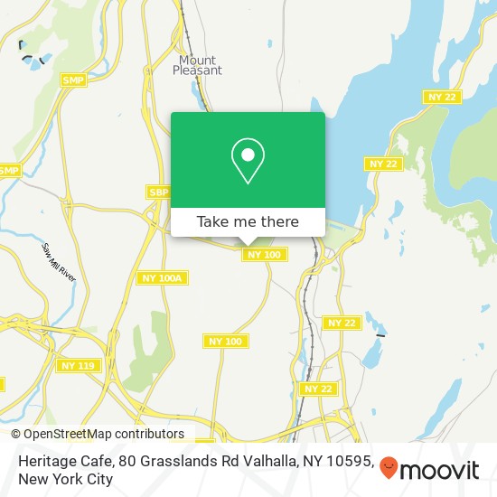 Mapa de Heritage Cafe, 80 Grasslands Rd Valhalla, NY 10595