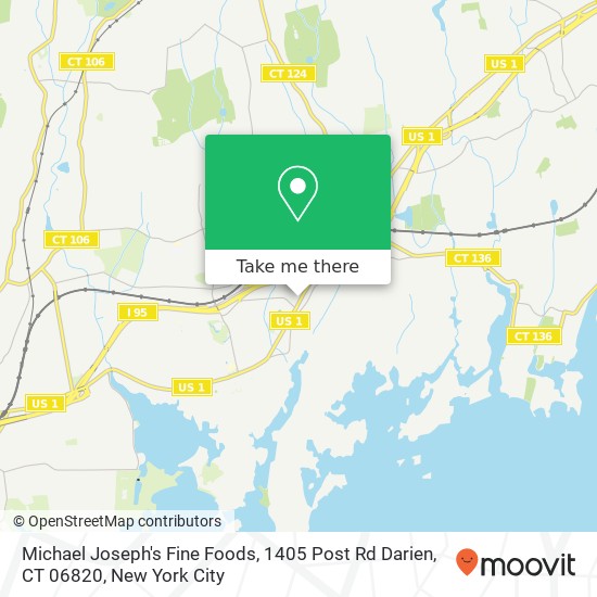 Mapa de Michael Joseph's Fine Foods, 1405 Post Rd Darien, CT 06820