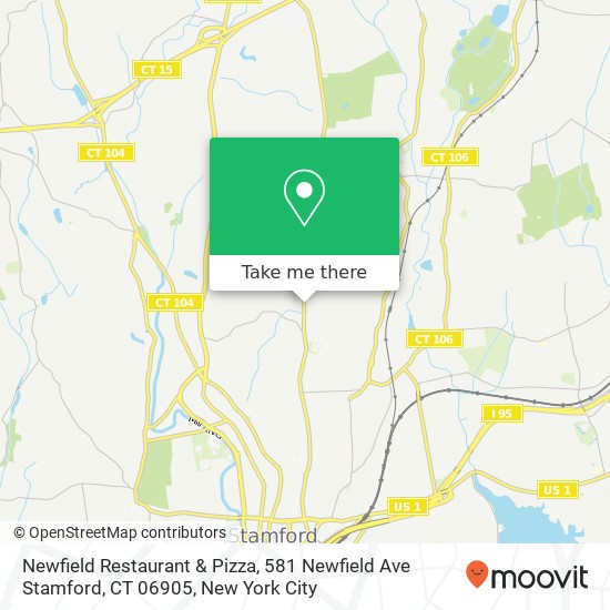 Mapa de Newfield Restaurant & Pizza, 581 Newfield Ave Stamford, CT 06905