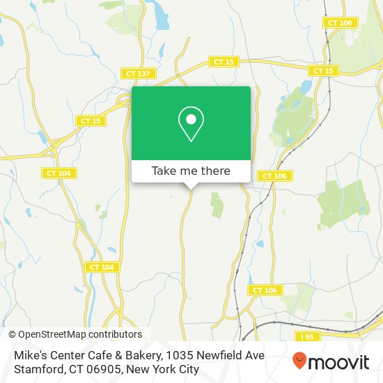 Mapa de Mike's Center Cafe & Bakery, 1035 Newfield Ave Stamford, CT 06905