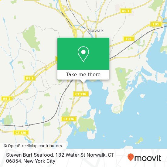 Mapa de Steven Burt Seafood, 132 Water St Norwalk, CT 06854