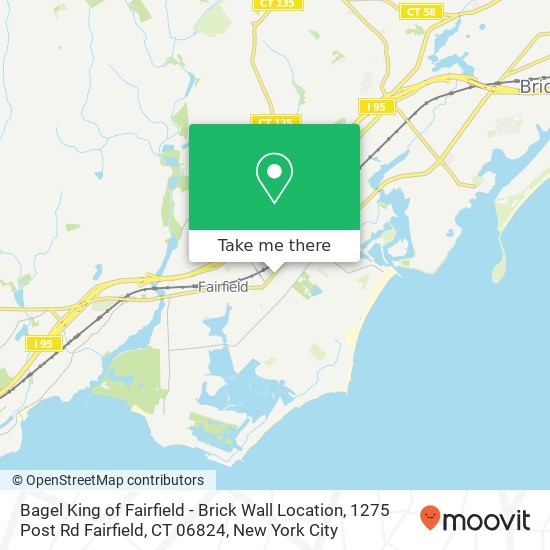 Mapa de Bagel King of Fairfield - Brick Wall Location, 1275 Post Rd Fairfield, CT 06824