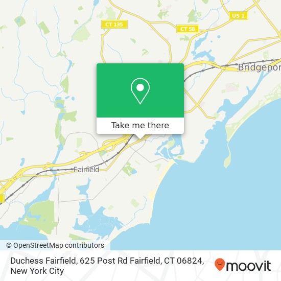 Mapa de Duchess Fairfield, 625 Post Rd Fairfield, CT 06824
