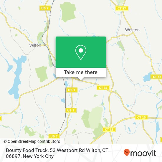 Mapa de Bounty Food Truck, 53 Westport Rd Wilton, CT 06897