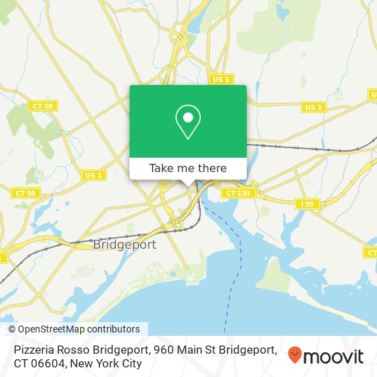 Mapa de Pizzeria Rosso Bridgeport, 960 Main St Bridgeport, CT 06604