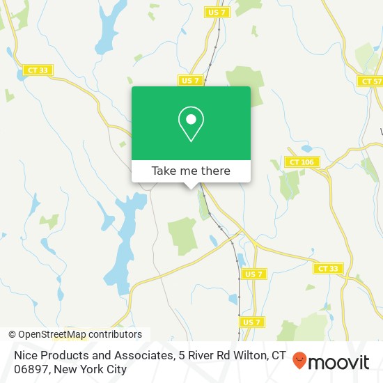 Mapa de Nice Products and Associates, 5 River Rd Wilton, CT 06897