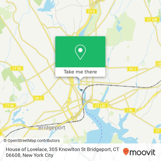 Mapa de House of Lovelace, 305 Knowlton St Bridgeport, CT 06608