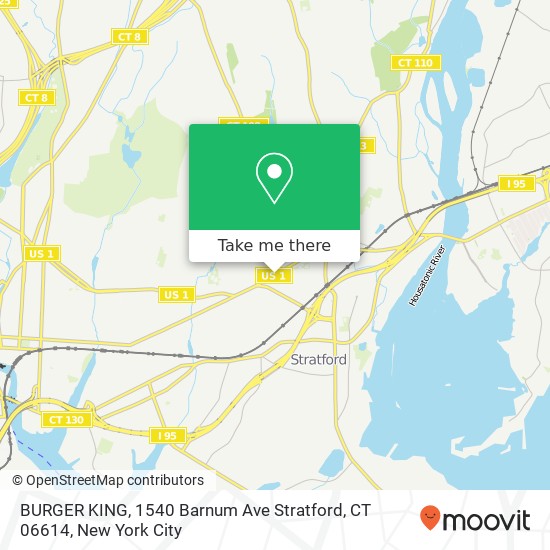 Mapa de BURGER KING, 1540 Barnum Ave Stratford, CT 06614