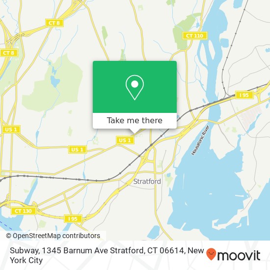 Mapa de Subway, 1345 Barnum Ave Stratford, CT 06614
