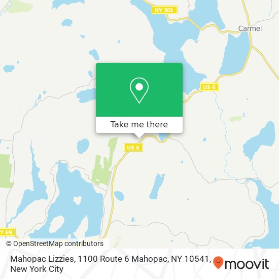 Mapa de Mahopac Lizzies, 1100 Route 6 Mahopac, NY 10541