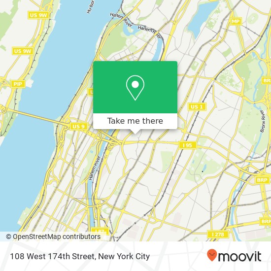 108 West 174th Street map