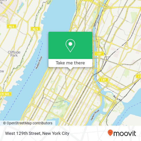 Mapa de West 129th Street