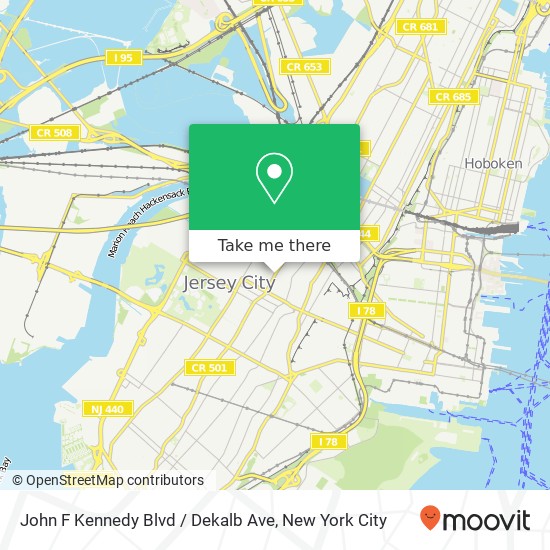 Mapa de John F Kennedy Blvd / Dekalb Ave