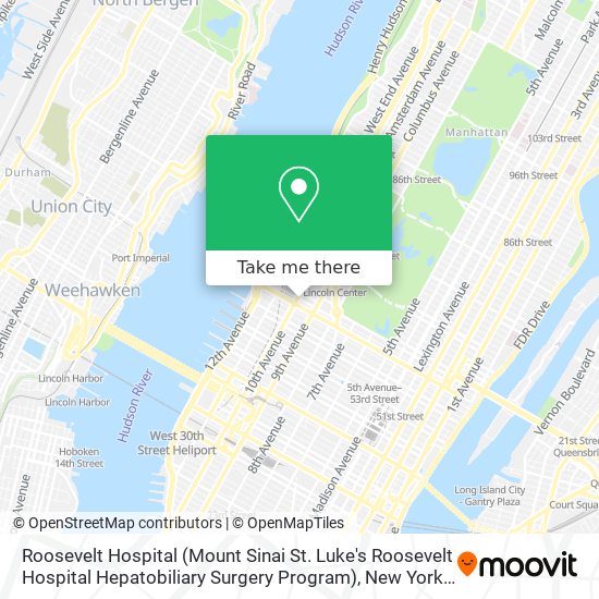 Mapa de Roosevelt Hospital (Mount Sinai St. Luke's Roosevelt Hospital Hepatobiliary Surgery Program)