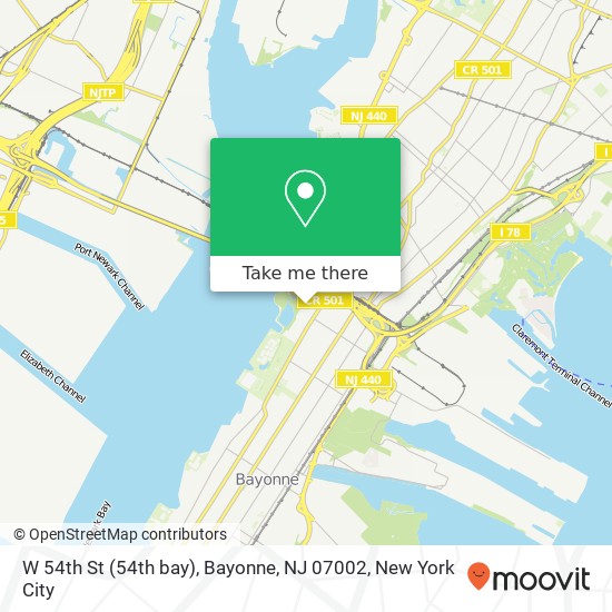 Mapa de W 54th St (54th bay), Bayonne, NJ 07002