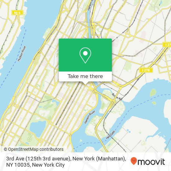 Mapa de 3rd Ave (125th 3rd avenue), New York (Manhattan), NY 10035