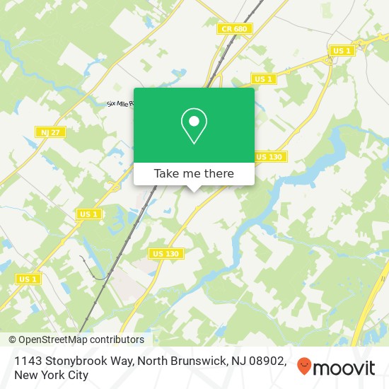 Mapa de 1143 Stonybrook Way, North Brunswick, NJ 08902
