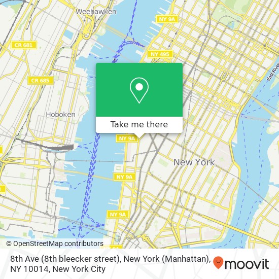 Mapa de 8th Ave (8th bleecker street), New York (Manhattan), NY 10014