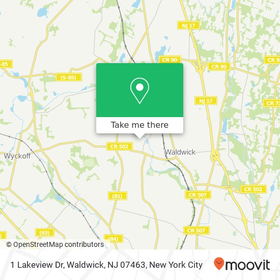 Mapa de 1 Lakeview Dr, Waldwick, NJ 07463