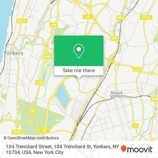 Mapa de 104 Trenchard Street, 104 Trenchard St, Yonkers, NY 10704, USA
