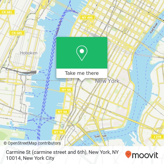 Carmine St (carmine street and 6th), New York, NY 10014 map