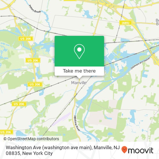Mapa de Washington Ave (washington ave main), Manville, NJ 08835