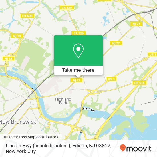 Lincoln Hwy (lincoln brookhill), Edison, NJ 08817 map