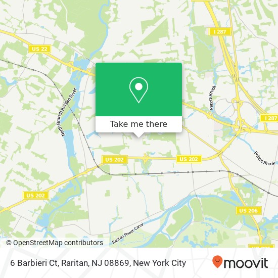Mapa de 6 Barbieri Ct, Raritan, NJ 08869