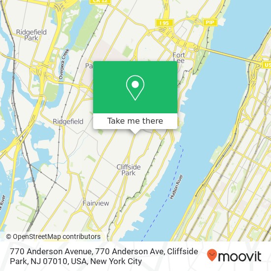 Mapa de 770 Anderson Avenue, 770 Anderson Ave, Cliffside Park, NJ 07010, USA