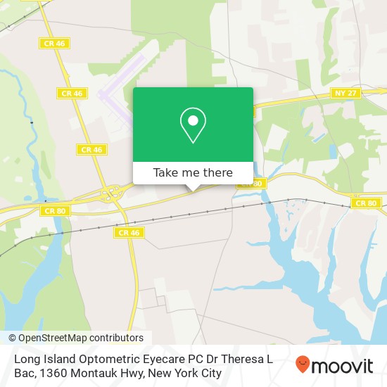 Long Island Optometric Eyecare PC Dr Theresa L Bac, 1360 Montauk Hwy map