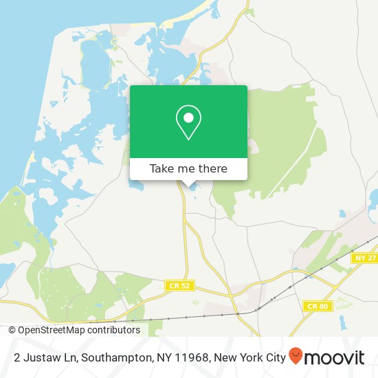 Mapa de 2 Justaw Ln, Southampton, NY 11968