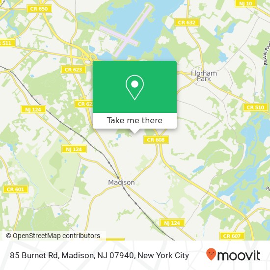 Mapa de 85 Burnet Rd, Madison, NJ 07940