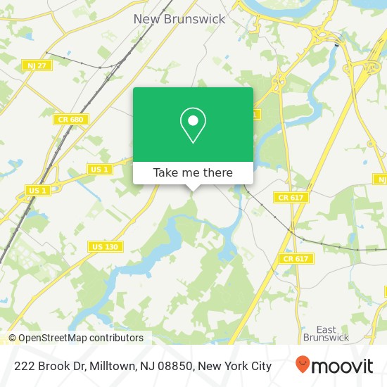 Mapa de 222 Brook Dr, Milltown, NJ 08850