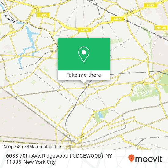 Mapa de 6088 70th Ave, Ridgewood (RIDGEWOOD), NY 11385