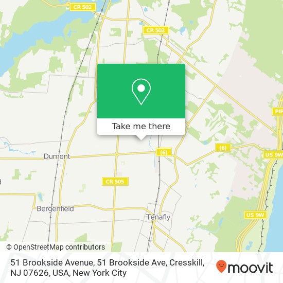 Mapa de 51 Brookside Avenue, 51 Brookside Ave, Cresskill, NJ 07626, USA