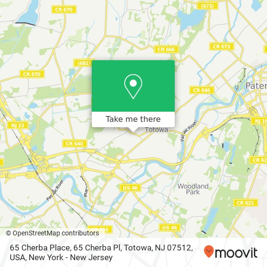 Mapa de 65 Cherba Place, 65 Cherba Pl, Totowa, NJ 07512, USA