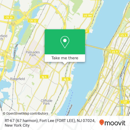 Mapa de RT-67 (67 harmon), Fort Lee (FORT LEE), NJ 07024