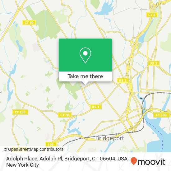 Mapa de Adolph Place, Adolph Pl, Bridgeport, CT 06604, USA
