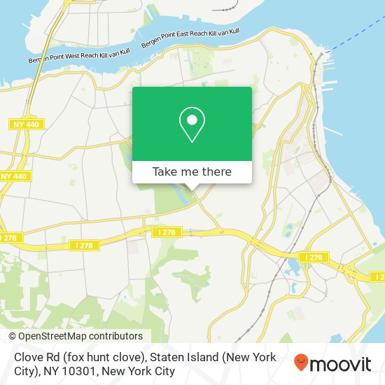 Mapa de Clove Rd (fox hunt clove), Staten Island (New York City), NY 10301
