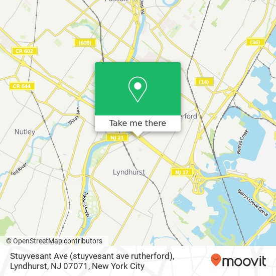 Stuyvesant Ave (stuyvesant ave rutherford), Lyndhurst, NJ 07071 map