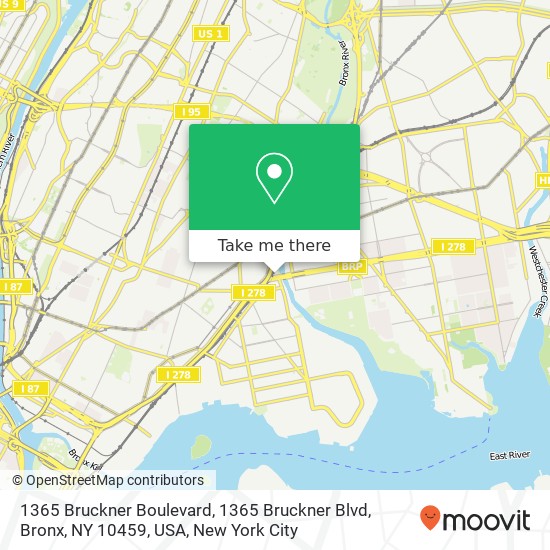 Mapa de 1365 Bruckner Boulevard, 1365 Bruckner Blvd, Bronx, NY 10459, USA