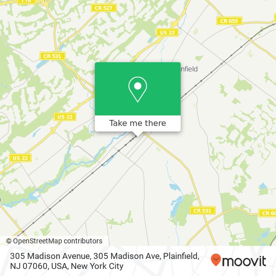 Mapa de 305 Madison Avenue, 305 Madison Ave, Plainfield, NJ 07060, USA